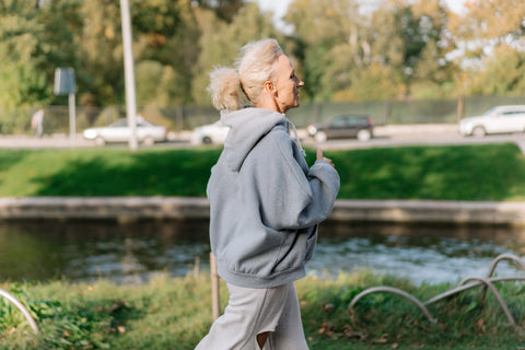 older woman jogging
