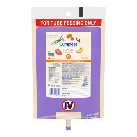 Tube Feeding Formula Compleat Peptide 1.5 Liquid Ready to Hang Prefilled Container