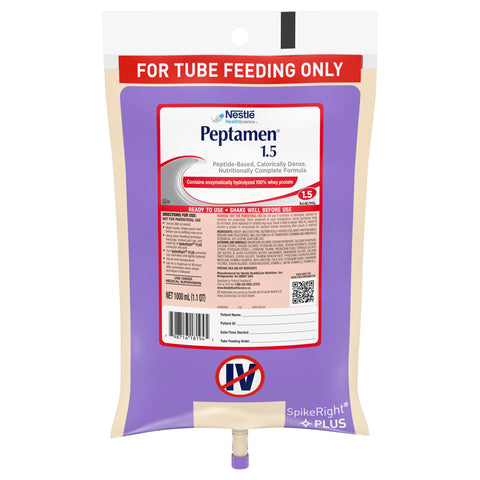 Tube Feeding Formula Peptamen 1.5 Liquid Ready to Hang Prefilled Container