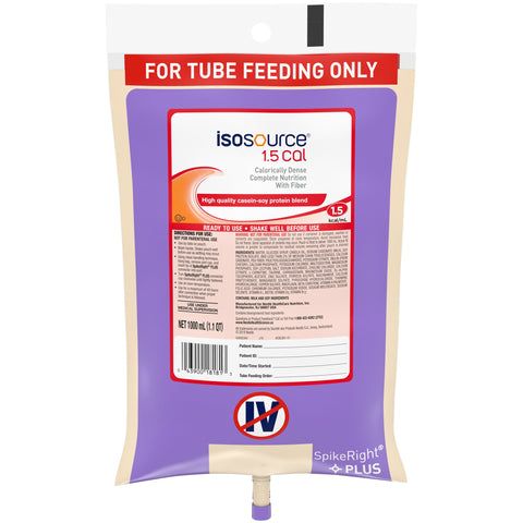 Tube Feeding Formula Isosource 1.5 Cal Liquid Ready to Hang Prefilled Container