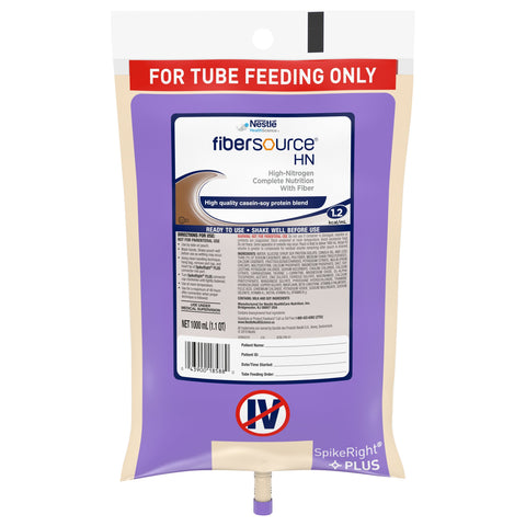 Tube Feeding Formula Fibersource HN Unflavored Liquid Ready to Hang Prefilled Container