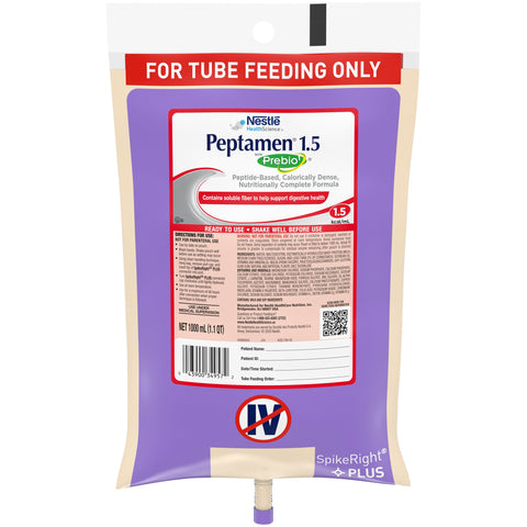 Tube Feeding Formula Peptamen 1.5 with Prebio 1 Ready to Hang Prefilled Container