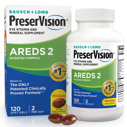 Eye Vitamin Supplement PreserVision Areds 2 Ascorbic Acid Vitamin E Capsule 120 per Bottle
