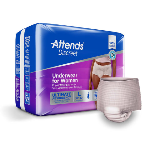 Attends Discreet Incontinence Pull-Up Underwear for Women, Ultimate Absorbency