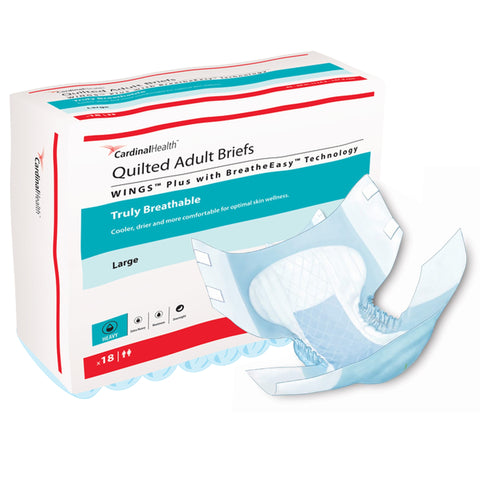 Cardinal Wings Quilted Plus Diapers with Tabs, BreatheEasy Technology Disposable Adult Diapers, Heavy