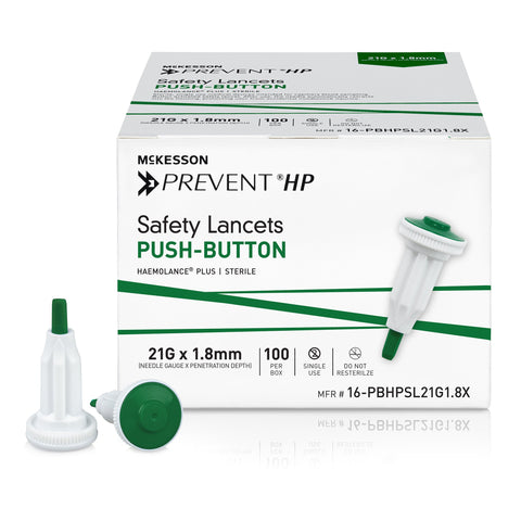 McKesson Prevent® HP Push Button Safety Lancet, 21 Gauge