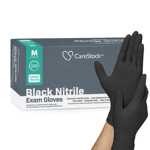 CareStock Black Nitrile Exam Gloves