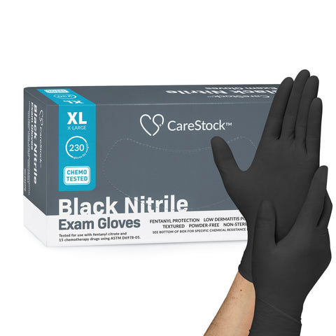CareStock Black Nitrile Exam Gloves