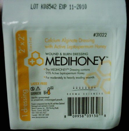 MediHoney Square Calcium Alginate Dressing, 2 Inch, Sterile