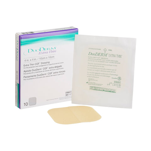 DuoDERM Extra Thin Hydrocolloid Dressing, 4" X 4", Square Sterile