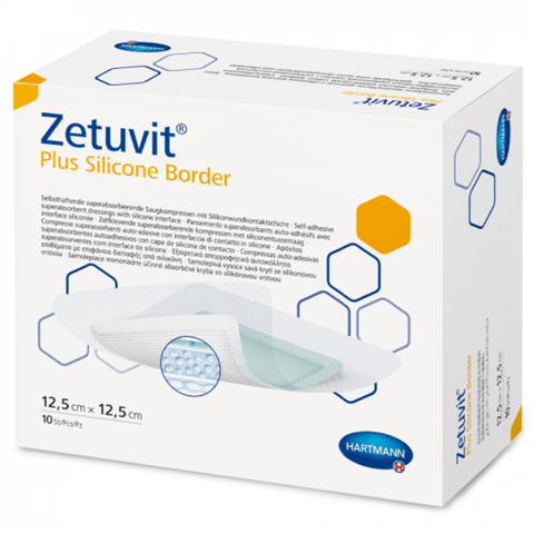 Zetuvit Plus Silicone Border Super Absorbent Dressing, 4 X 4"