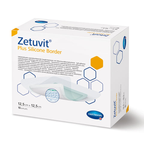 Zetuvit Plus Silicone Border Super Absorbent Dressing, 7 X 7"