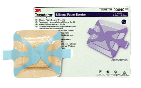 3M Tegaderm Silicone Foam Border Dressing, 3 X 3"