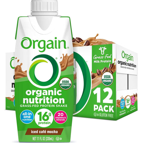 Orgain Organic Nutrition Grass-Fed Protein Shake, Iced Cafe Mocha