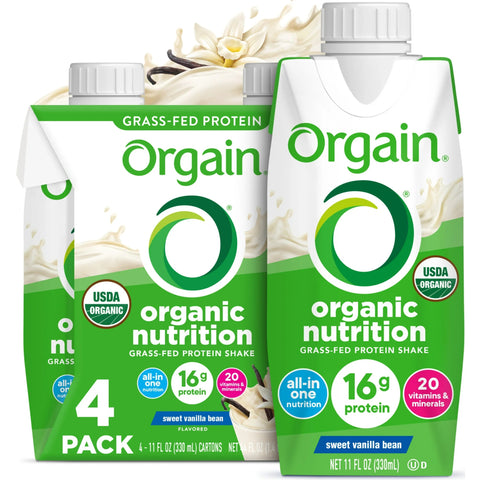 Orgain Organic Nutrition Grass-Fed Protein Shake, Sweet Vanilla Bean