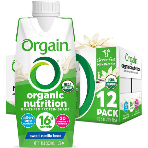 Orgain Organic Nutrition Grass-Fed Protein Shake, Sweet Vanilla Bean