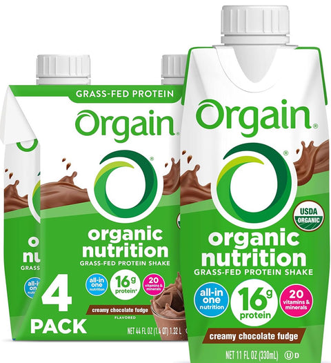 Orgain Organic Nutrition Grass-Fed Protein Shake, Chocolate Fudge