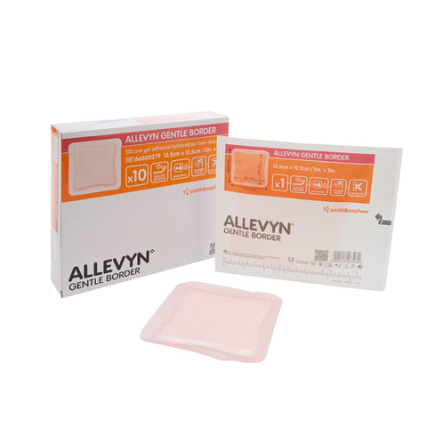 Allevyn Gentle Border Silicone Gel Adhesive Hydrocellular Foam Dressing, 5 X 5"