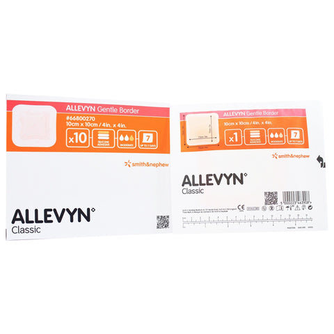 Allevyn Gentle Border Silicone Gel Adhesive Hydrocellular Foam Dressing, 4 X 4"