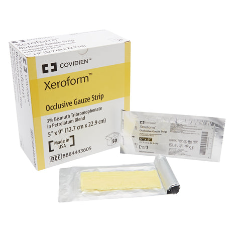 Cardinal Xeroform Occlusive Gauze Strip, 5 X 9"