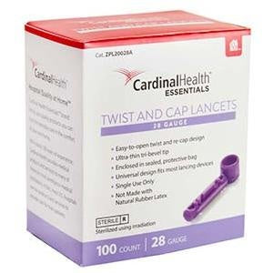 Cardinal Health Essentials Twist and Cap Lancets, 28G