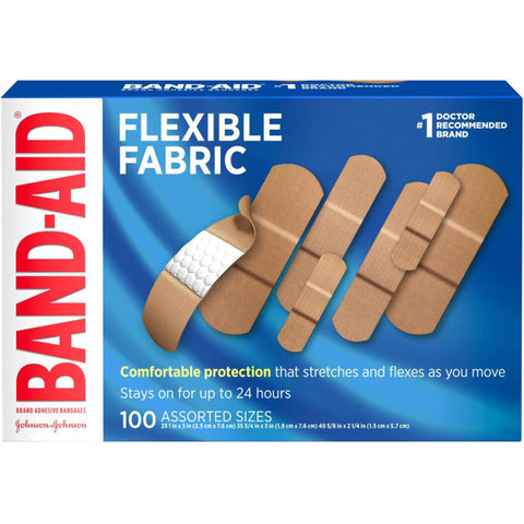 Band-Aid Adhesive Bandage, Flexible Fabric, Assorted