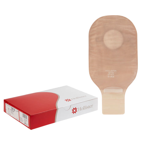 Beige Ostomy Pouch with Red Color Match and Belt Tabs