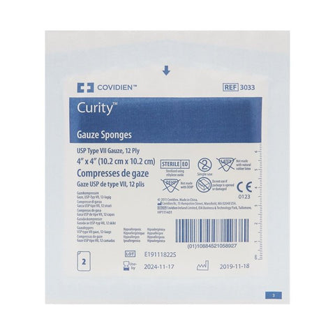 Cardinal Health Curity Gauze Sponge, Sterile, 12-Ply, 4 X 4"