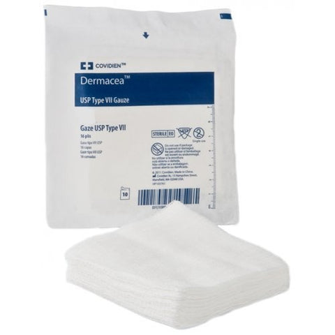 Cardinal Health Dermacea USP Type VII Gauze, Sterile, 8-Ply, 2 X 2"