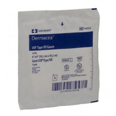 Cardinal Health Dermacea USP Type VII Gauze Sponge, Sterile, 12-Ply, 4 X 4"