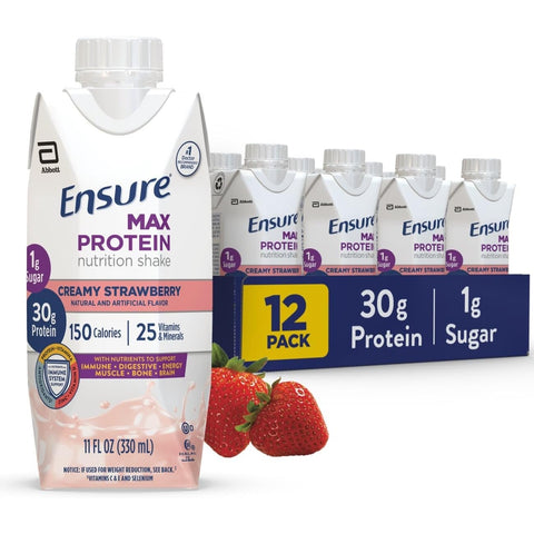 Ensure Max Protein Nutritional Shake, Creamy Strawberry, 11 oz.