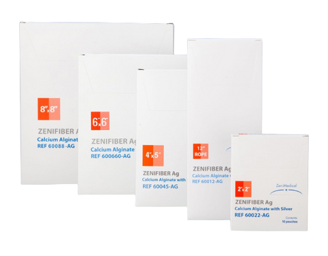 ZeniMedical ZeniFiber-Ag Silver Calcium Alginate Wound Dressing, 8 X 8"