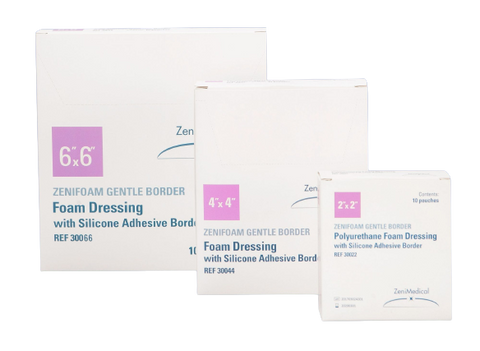 ZeniMedical ZeniFoam Gentle Border Heel Foam Dressing with Silicone Adhesive Border, 5 X 8"