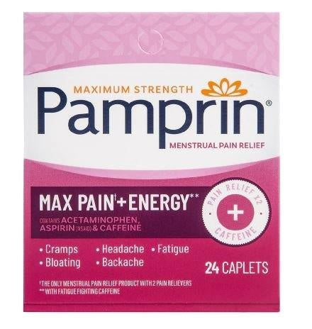 Pamprin Max Pain+Energy Mensural Pain Relief, Maximum Strength, 24 Caplets