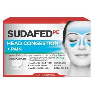 Sudafed PE Head Congestion + Pain Pain Relief, 20 Tablets