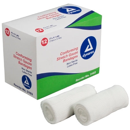 Dynarex Conforming Stretch Gauze Bandages, Non-sterile