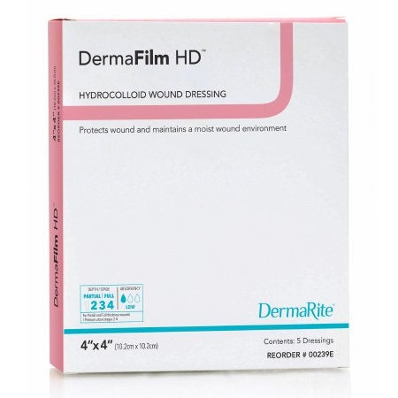 DermaRite DermaFilm HD Hydrocolloid Wound Dressing, Sterile, 4 X 4"