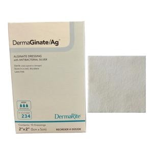 DermaRite DermaGinate/Ag Alginate Dressing with Antibacterial Silver, Sterile, 2 X 2"