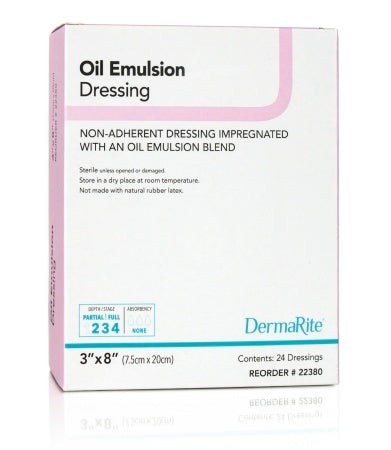 DermaRite Oil Emulsion Impregnated Dressing, Sterile, 3 X 8"