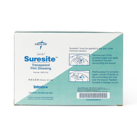 Suresite Transparent Film Dressings, 4" X 5"