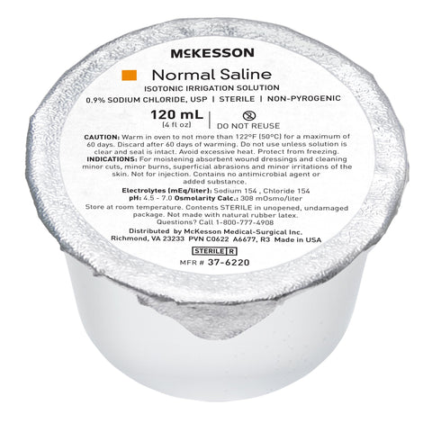 McKesson 0.9% Sodium Chloride Irrigation Solution, Foil-Lidded Cup