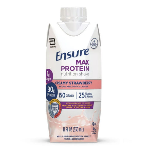 Ensure Max Protein Nutritional Shake, Creamy Strawberry, 11 oz.