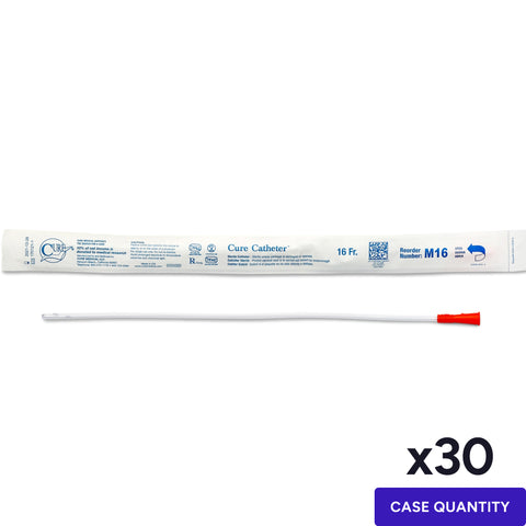 Cure Catheter Male Straight Tip Intermittent Catheter, 16"