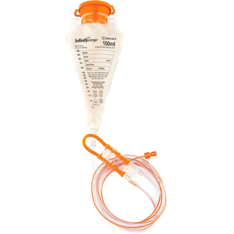 Zevex Infinity Orange Enteral Feeding Pump Bag Set with ENFit Connector