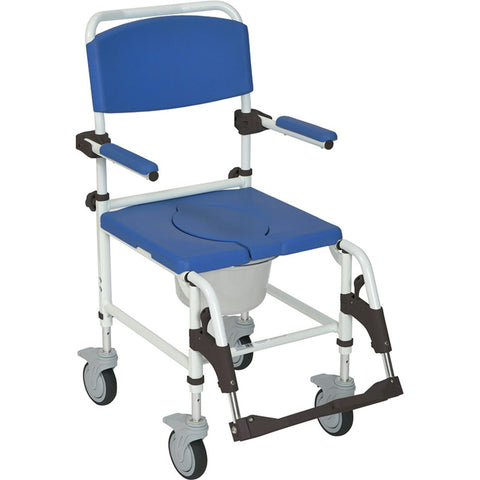 Drive Aluminum Rehab Shower Commode Chair with Four Rear-locking Casters