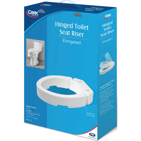 Carex Elongated Hinged Toilet Seat Riser