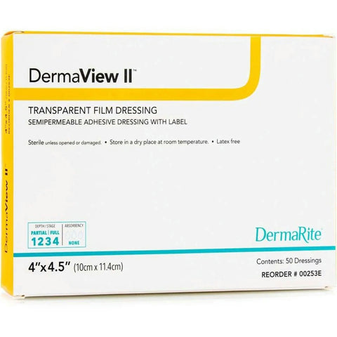 DermaRite DermaView II Transparent Semipermeable Adhesive Film Dressing