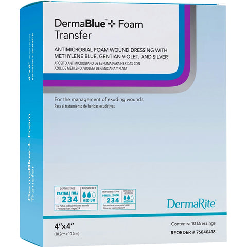 DermaRite DermaBlue+ Foam Transfer Antimicrobial Dressing