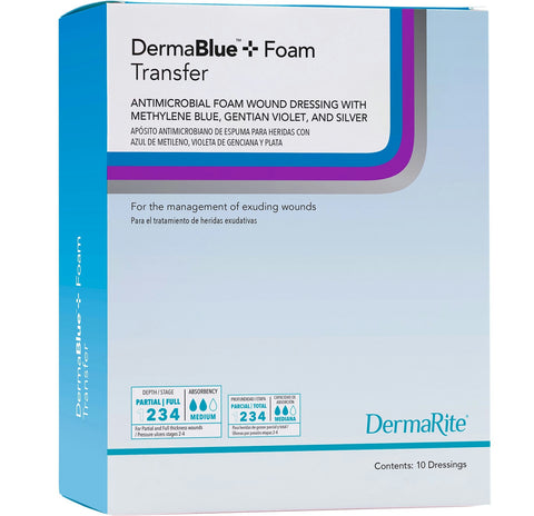 DermaRite DermaBlue+ Foam Transfer Antimicrobial Dressing