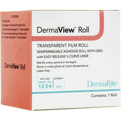 DermaRite Dermaview Roll Semipermeable Transparent Adhesive Film Roll